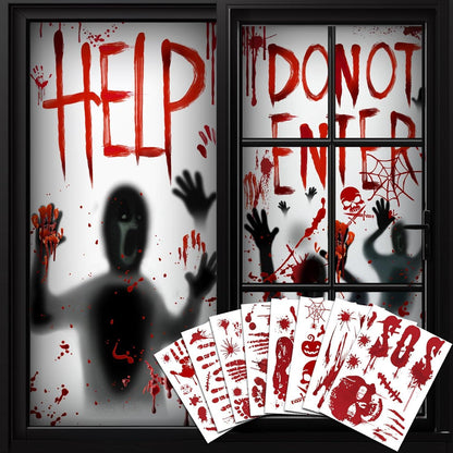 Halloween Fensterbilder Aufkleber Blutige Handabdrücke