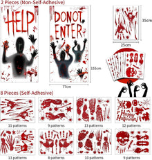 Halloween Fensterbilder Aufkleber Blutige Handabdrücke 87pcs