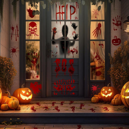 Halloween Fensterbilder Aufkleber Blutige Handabdrücke