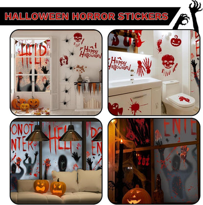 Halloween Fensterbilder Aufkleber Set Blutig Gruselige Handabdrücke