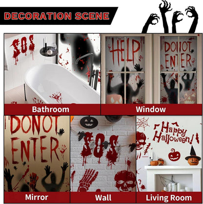 Halloween Fensterbilder Aufkleber Sets Mauer Boden Blutige Sticker