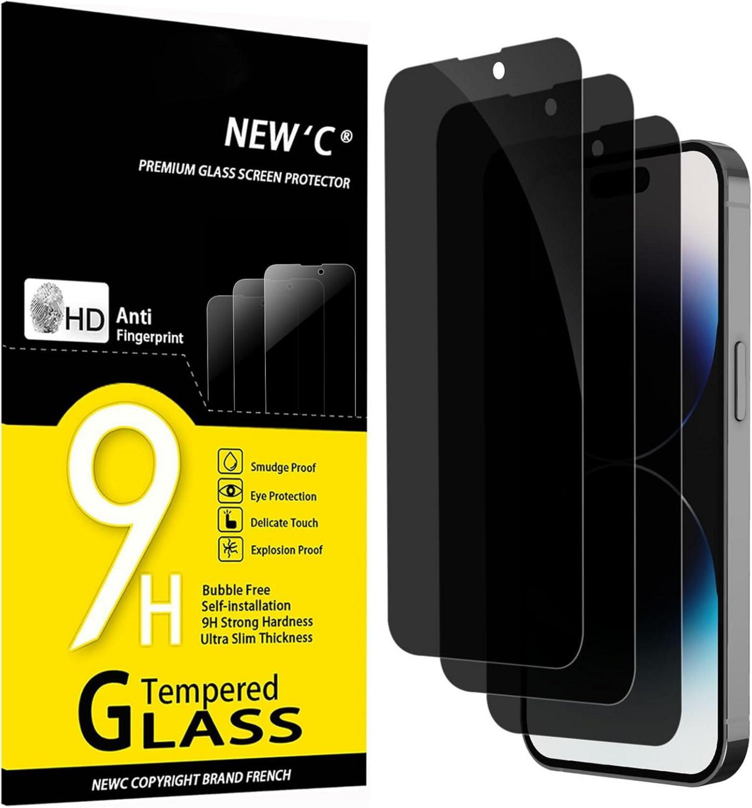 Sichtschutz Panzer Schutzglas für iPhone 14 Pro 6,1 Zoll 9H Härte 3er