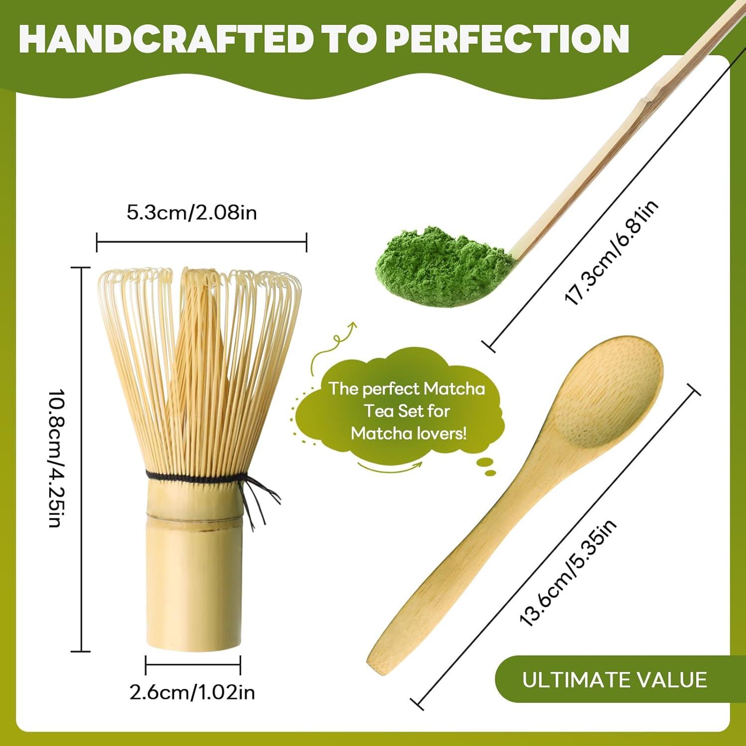 Matcha Set Bambus Besen Löffel 3er - Traditioneller Matcha-Schneebesen Set