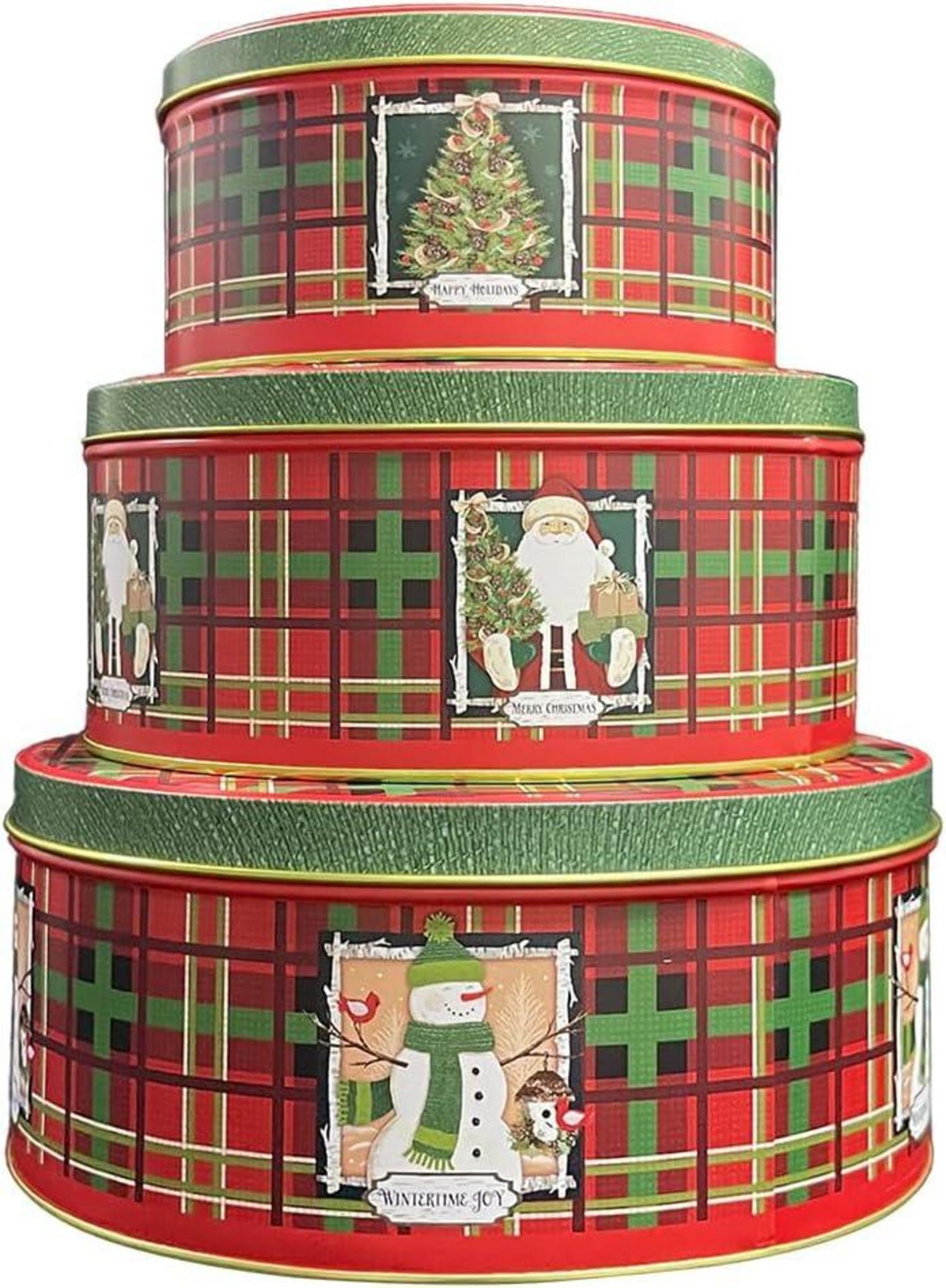 3er Set Weihnachtsdosen Metall - Nostalgische Weihnachtsdekoration Lebkuchendose Plätzchendose & Keksdose