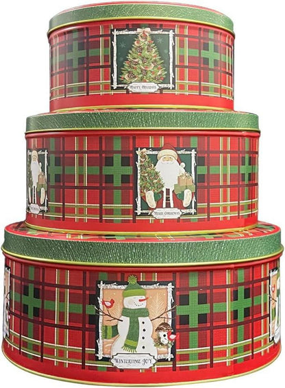 3er Set Weihnachtsdosen Metall - Nostalgische Weihnachtsdekoration Lebkuchendose Plätzchendose & Keksdose