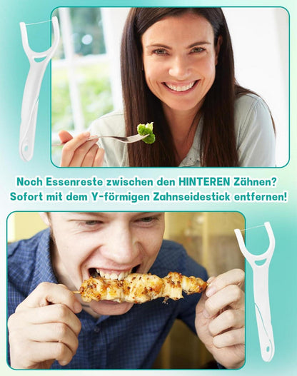 Zahnseide Sticks 150 Stk. Backenzähne Y-Form Floss Zahnreinigung