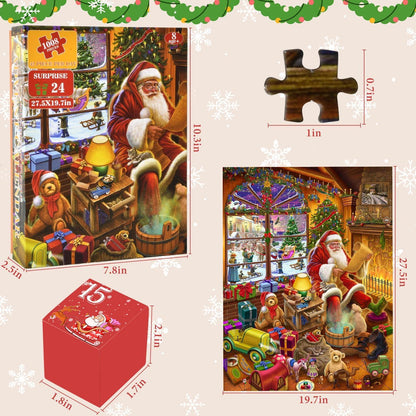 Adventskalender 2024 Weihnachtspuzzle für Kinder Erwachsene 1008 Puzzlestücke
