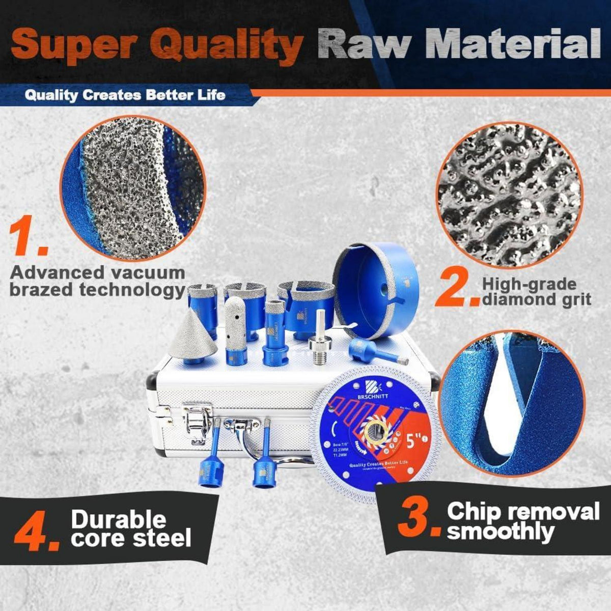 Diamant Fliesenbohrer Set 6-110mm M14 für harte Materialien