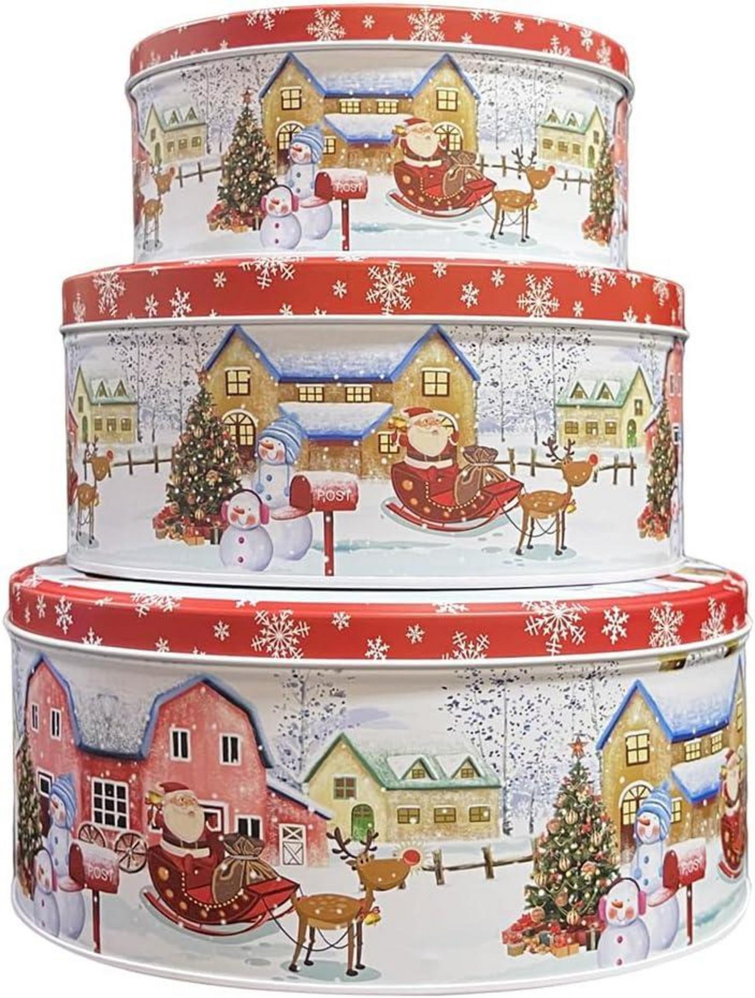 Weihnachtsdosen Set Metall Weihnachten Deko Plätzchen Blechdosen Rund