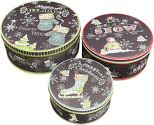 Weihnachtsdosen Metall Set - Exquisites Weihnachtsmuster Rund