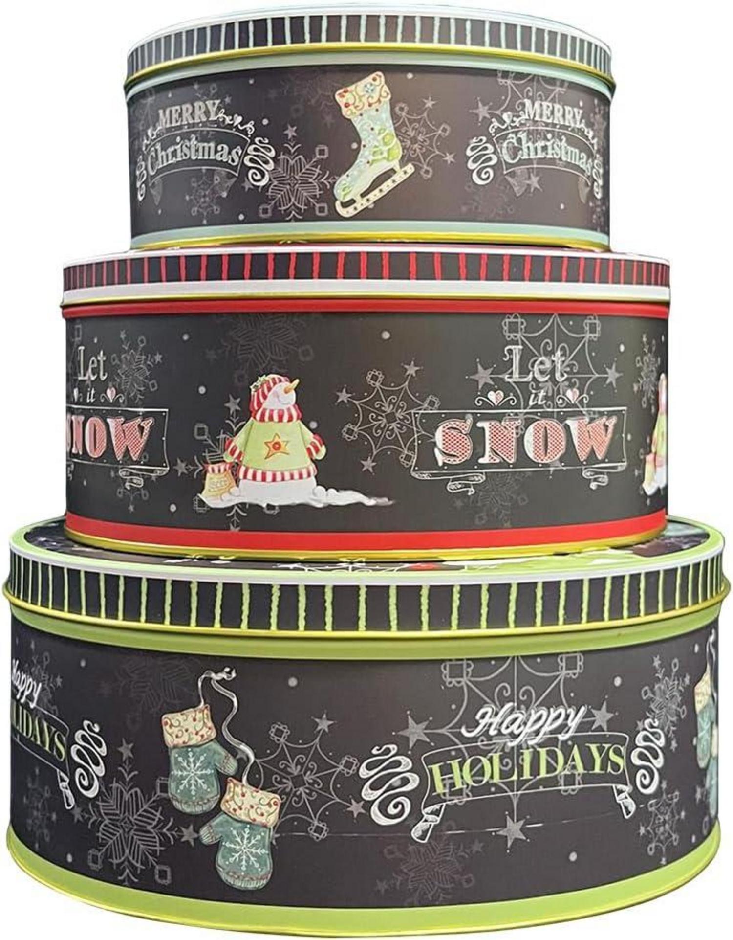 3-teiliges Weihnachtsdosen-Set Metall Nostalgische Weihnachtsdeko Plätzchendosen