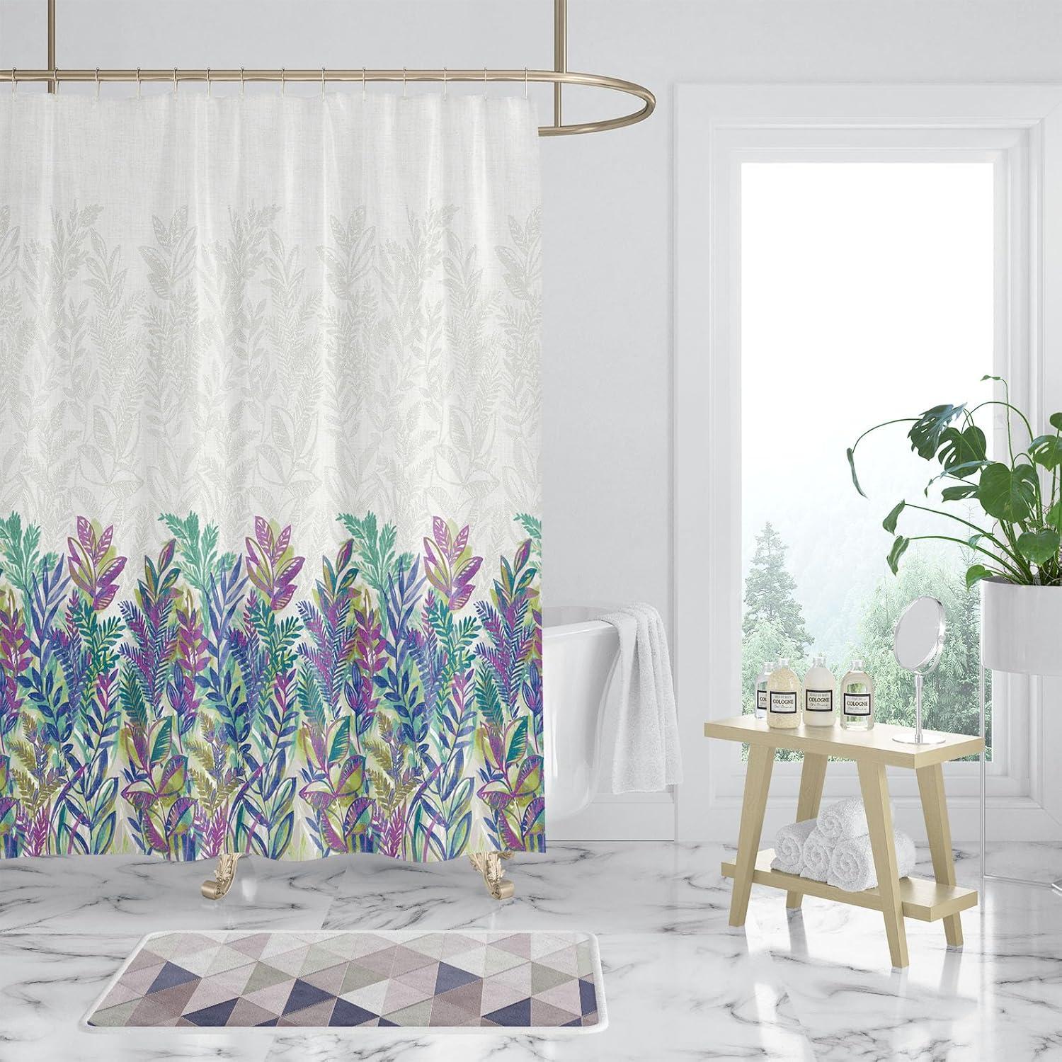 Duschvorhang Anti-Schimmel 180x180 lila Blätter Pflanzen Polyester