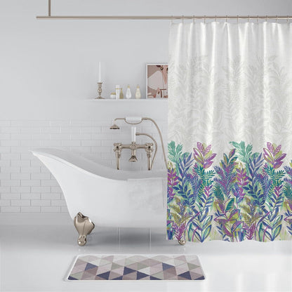 Duschvorhang 180x200 Anti-Schimmel Lila Blätter Pflanzen