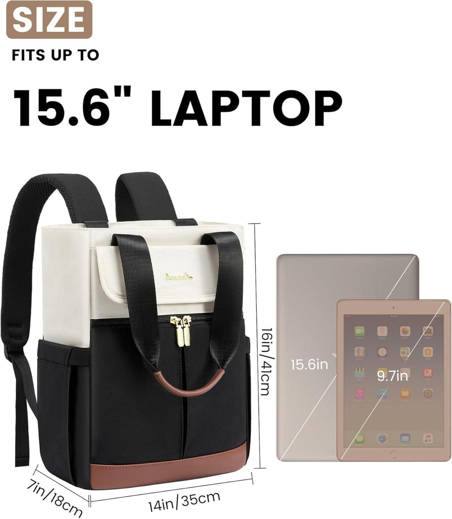 Damen Rucksack 15,6 Zoll Laptop Schulrucksack Handtasche 2 in 1 - Reise Uni