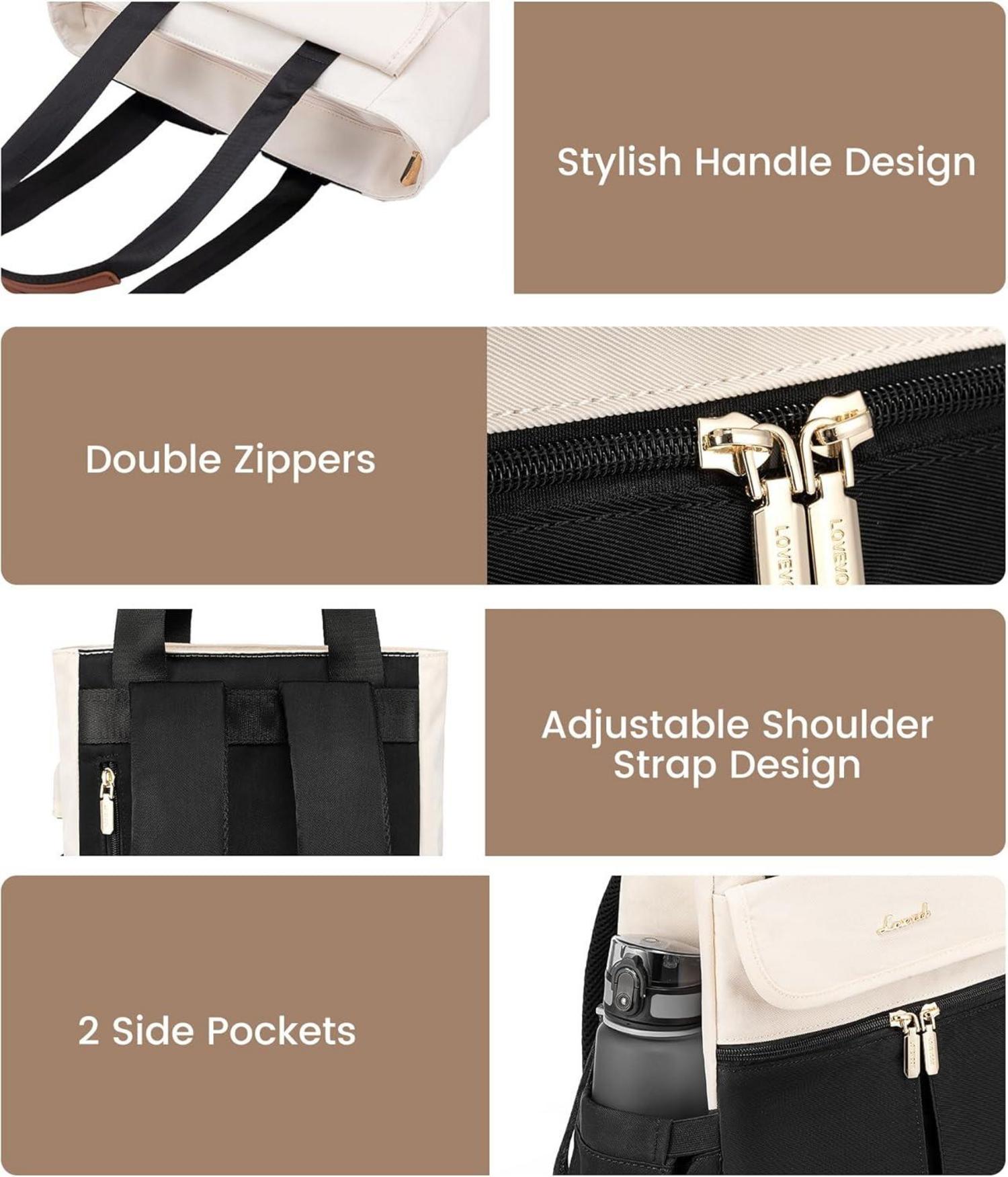 Damen Rucksack 15,6 Zoll Laptop Schulrucksack Handtasche 2 in 1 - Reise Uni