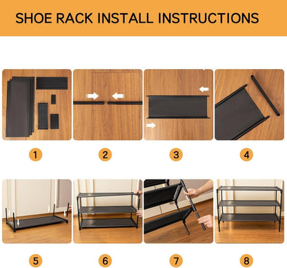 Schuhregal 3 Ebenen Metall Schwarz Stapelbar 12 Paar Schuhe