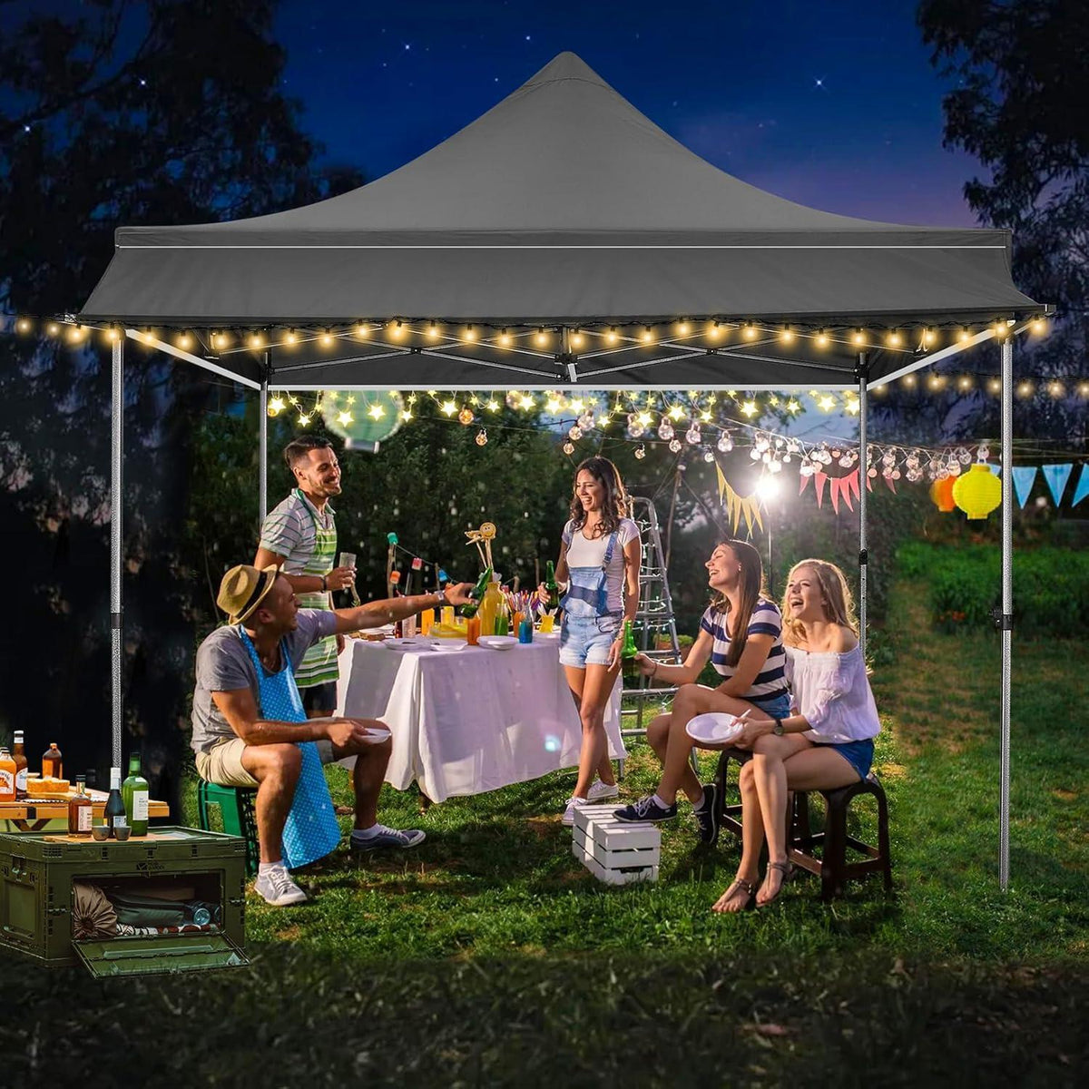 Faltpavillon 3x3 mit Markise – Wasserdicht & Winterfest