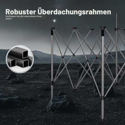 Faltpavillon 3x3 mit Markise – Wasserdicht & Winterfest