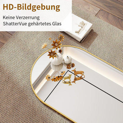 Ovaler Wandspiegel 43x76cm – Gehärtetes Glas, Gold