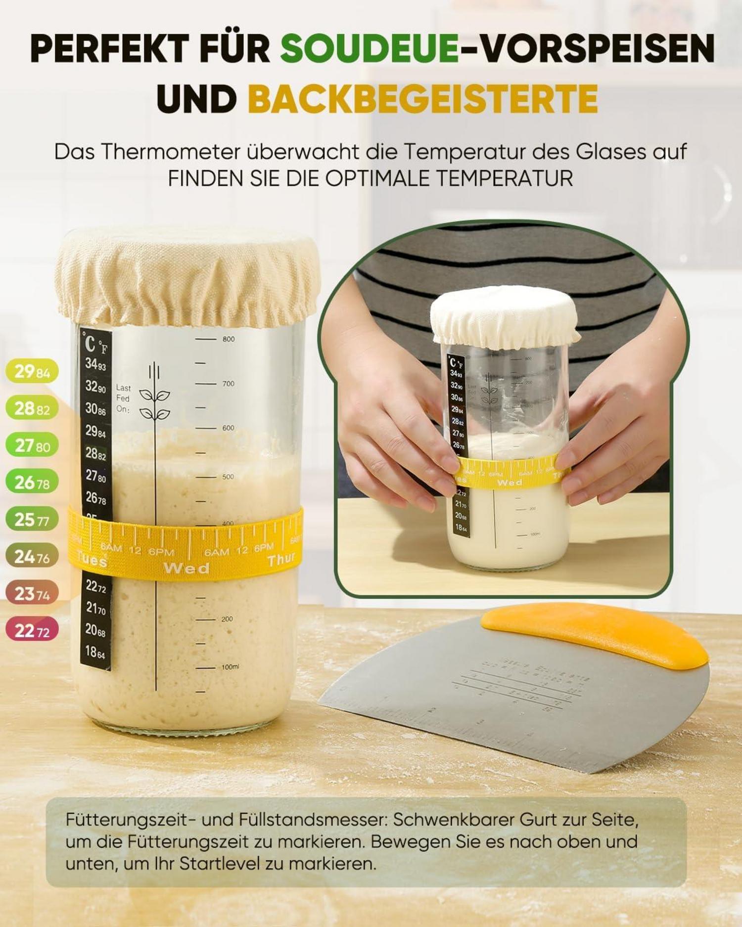 Sauerteig Brotbackset Silikon Gärkörbchen Starter 2er Set Oval Rund 32