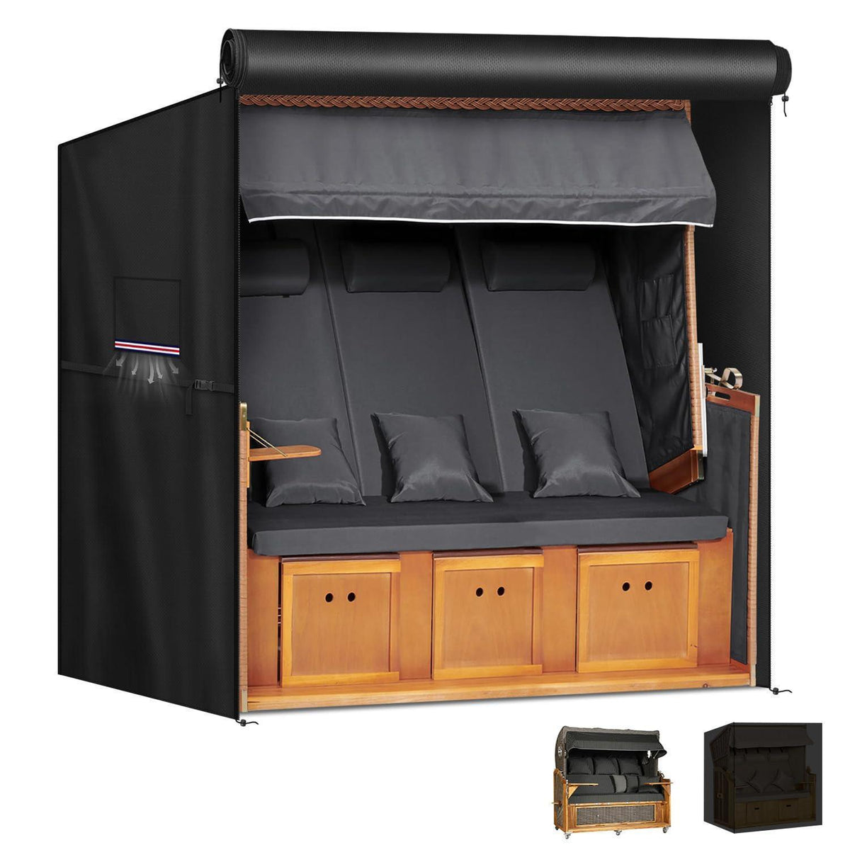 Strandkorb Abdeckplane Winterfest XXL 3-Sitzer Wasserdicht