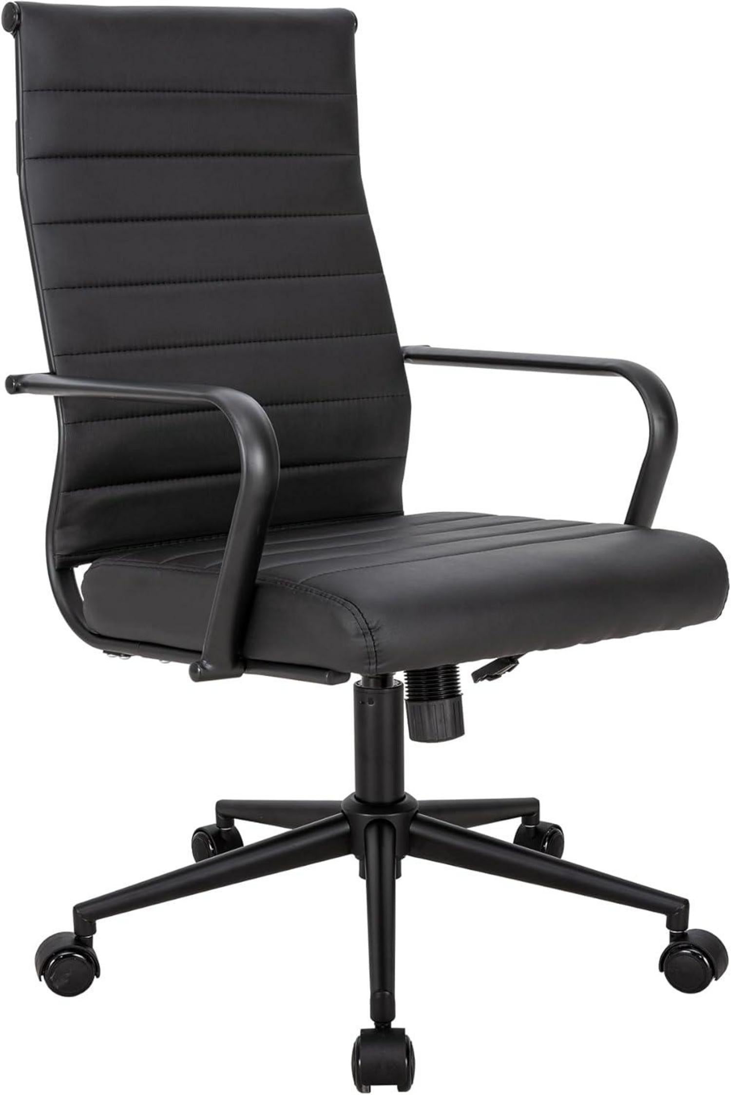 Bürostuhl Ergonomisch mit Wippfunktion bis 150 kg PU Leder Schwarz