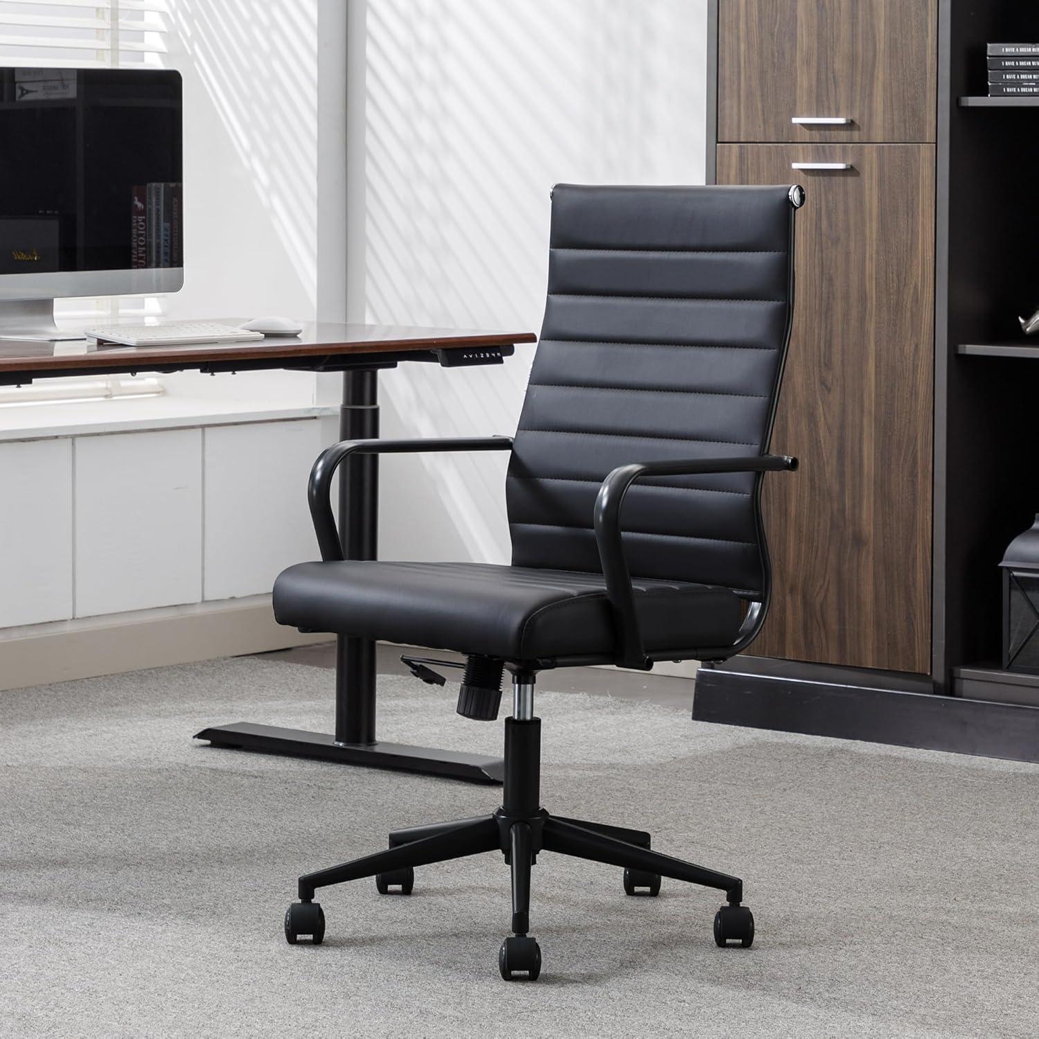 Bürostuhl Ergonomisch mit Wippfunktion bis 150 kg belastbar Schwarz