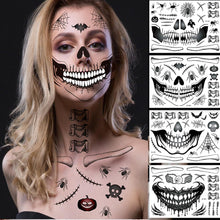 Halloween-Skelett Gesicht Tattoo Set 4er-Pack