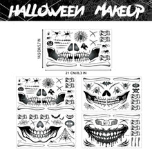 Halloween Skelett Gesicht Tattoo Set Narben Zombie Totenkopf