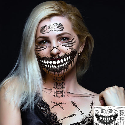 Halloween-Skelett Gesicht Tattoo Set 4er-Pack