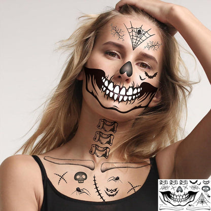 Halloween Tattoo Gesicht Narben Skelett Zombie Schminke Aufkleber