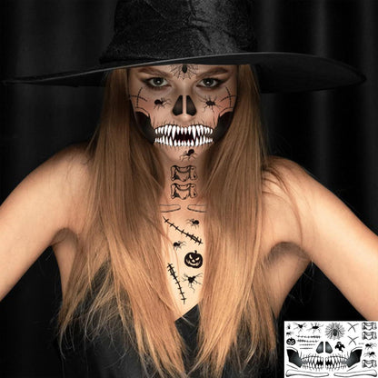 Halloween Gesichtstattoo Skelett Totenkopf Zombie Narben Tattoo