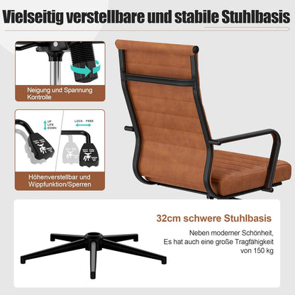 UEV Bürostuhl Ergonomisch Wippfunktion 150 kg belastbar Armlehne Drehstuhl