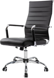 Bürostuhl Ergonomisch mit Wippfunktion Schwarz Leder Bürostuhl
