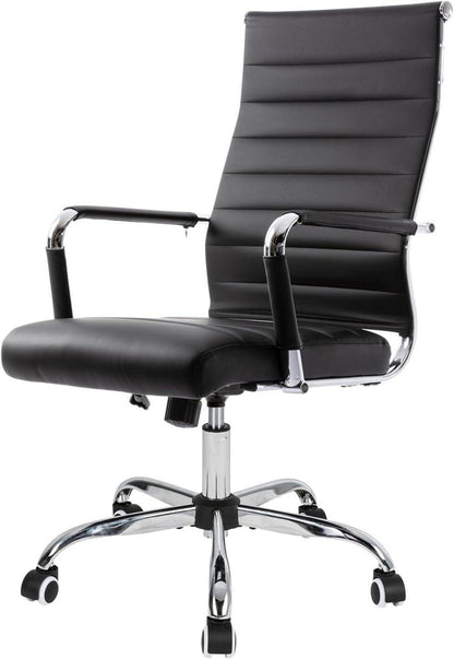 Bürostuhl Ergonomisch mit Wippfunktion Schwarz Leder Bürostuhl