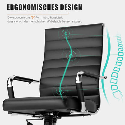 Ergonomischer Bürostuhl mit Wippfunktion bis 150kg Schwarz