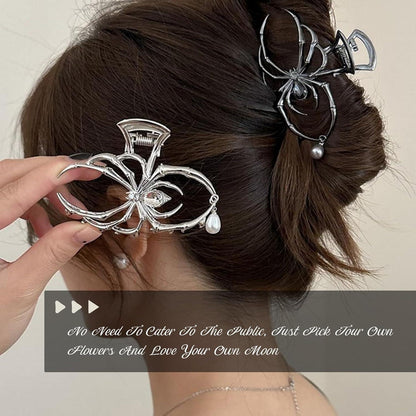 2er Pack Spinnen Haarklammer Metall Silber Gothic Punk Y2K Stil
