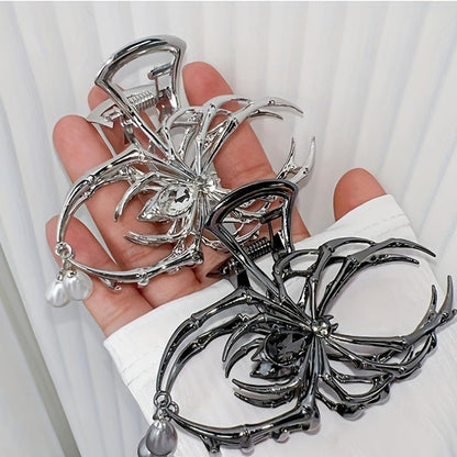 2er Set Spinnen Haarklammer Metall Gothic Punk Stil Silber Haarklammer