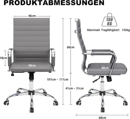 Bürostuhl Ergonomisch mit Wippfunktion bis 150 kg grau