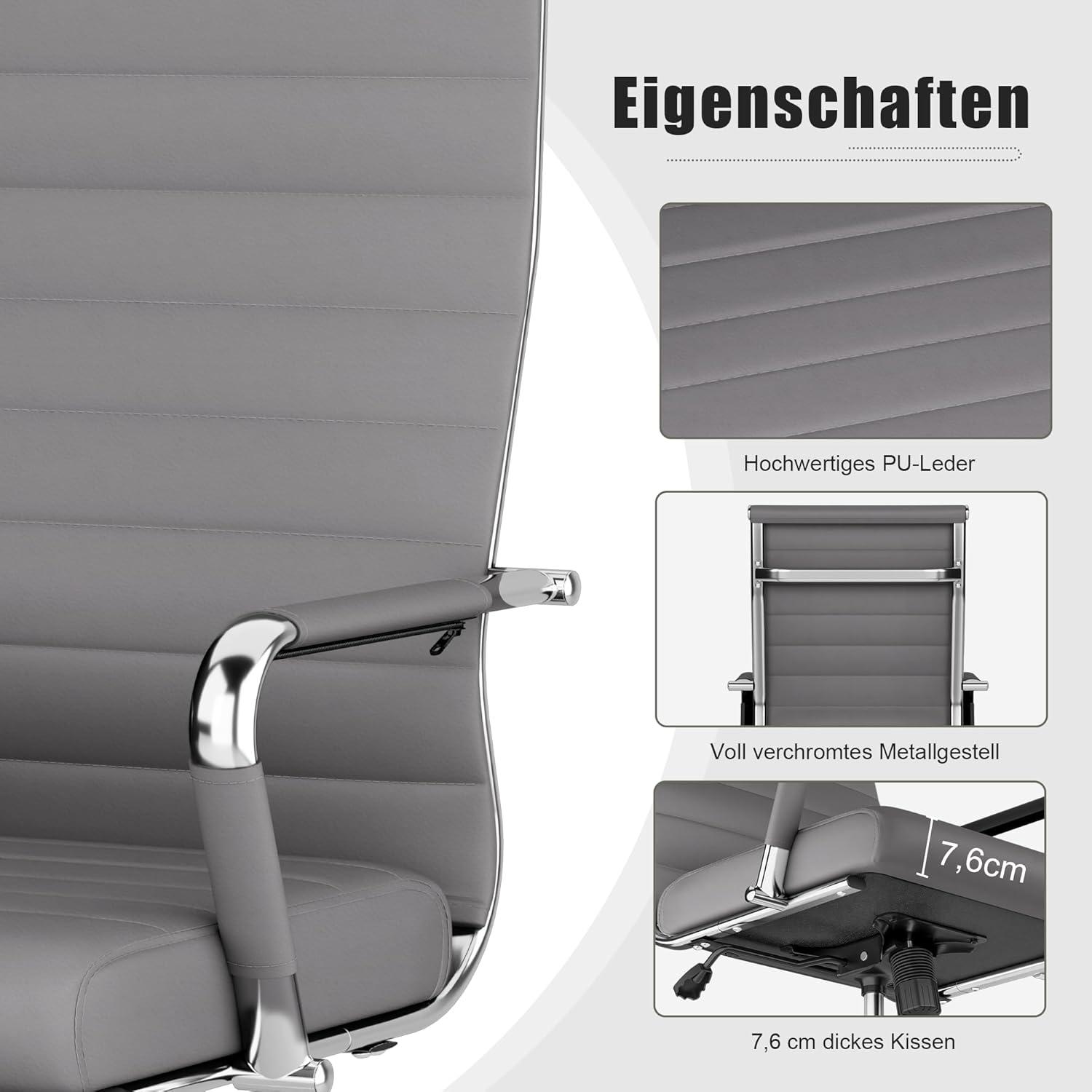 Bürostuhl Ergonomisch Wippfunktion 150 kg belastbar Armlehne Drehstuhl
