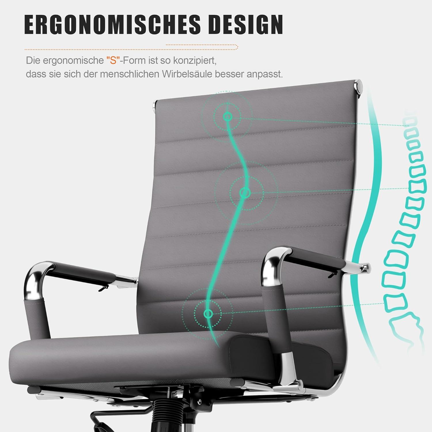 Ergonomischer Bürostuhl Wippfunktion 150 kg belastbar höhenverstellbar