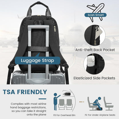 Laptop Rucksack Damen 15,6 Zoll Schwarz Wasserdicht Schultasche