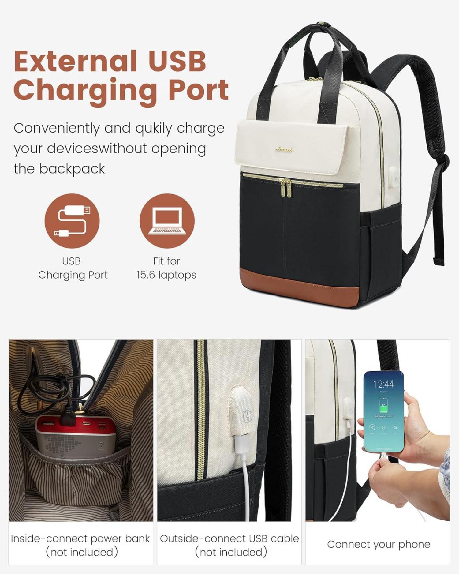 Rucksack Damen 15,6 Zoll Wasserdicht Reiserucksack Elegant