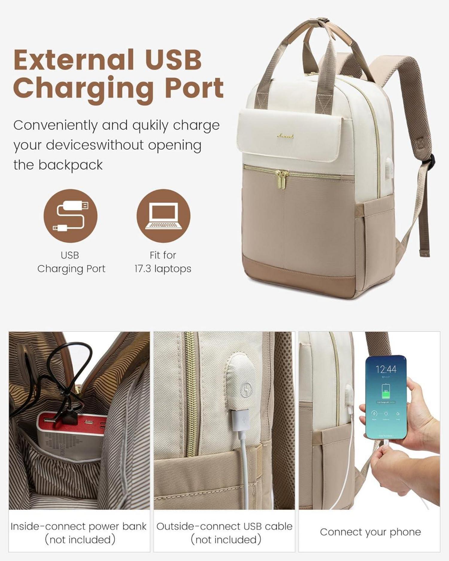 Rucksack Damen Groß 17 Zoll Laptop Wasserdicht Elegant Modern Büro Uni