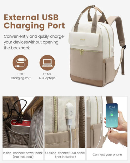 Rucksack Damen Groß 17 Zoll Laptop Wasserdicht Elegant Modern Büro Uni