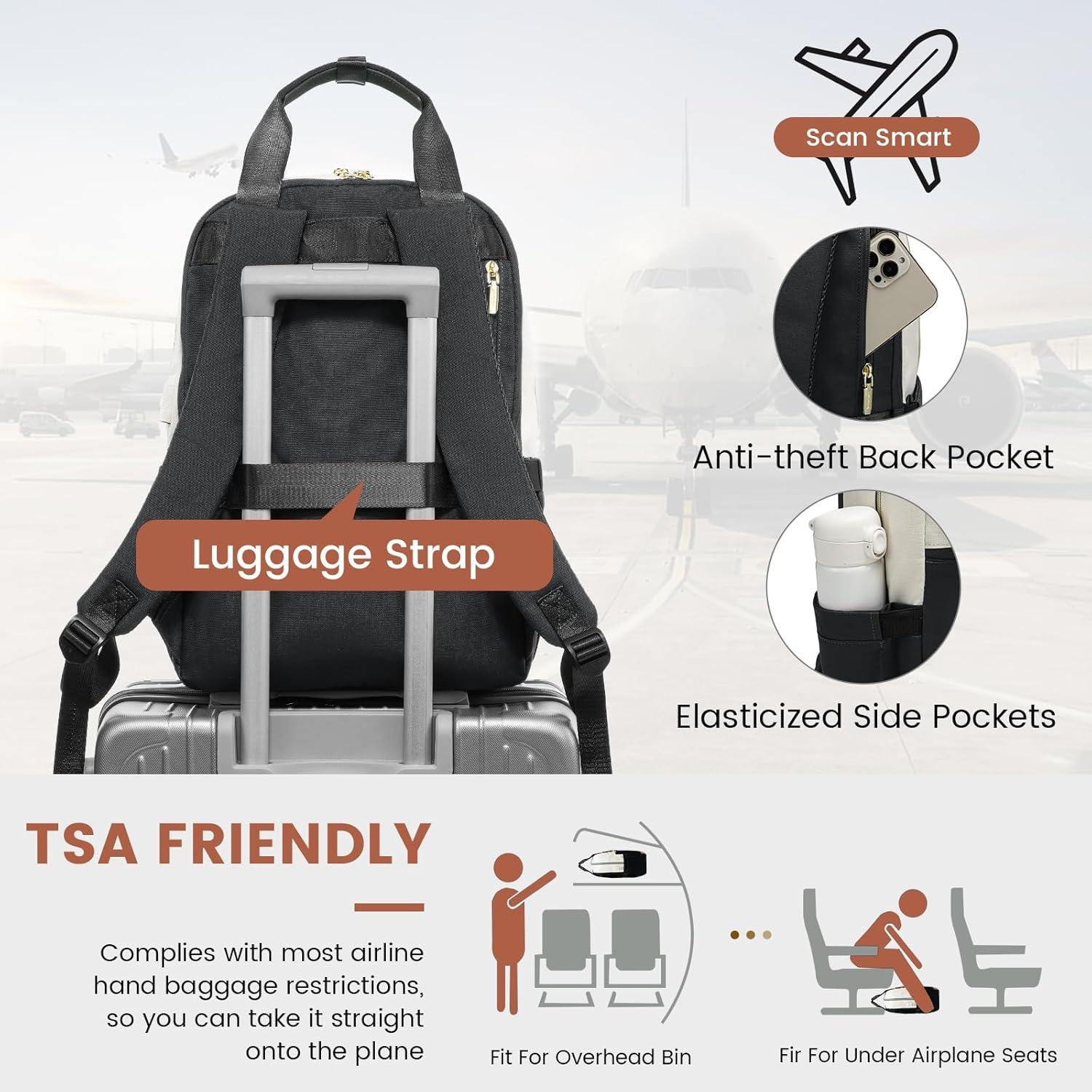 Damen 17 Zoll Laptop Rucksack Wasserdicht Schwarz