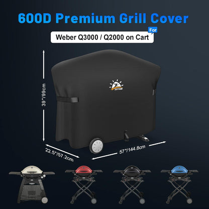 Grillabdeckung für Weber Q2000/3000 Serie, 7112 Grill Heavy