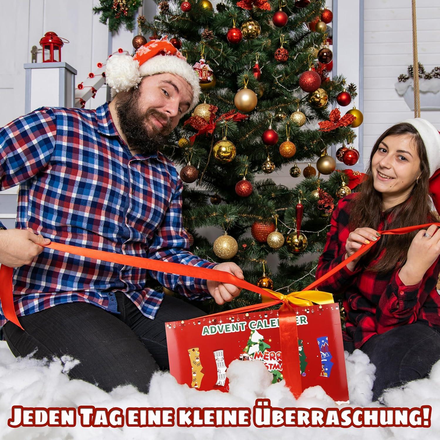 Jeasona Weihnachtskalender Kinder Socken Set 12 Paar 35-38 Adventskalender 2024