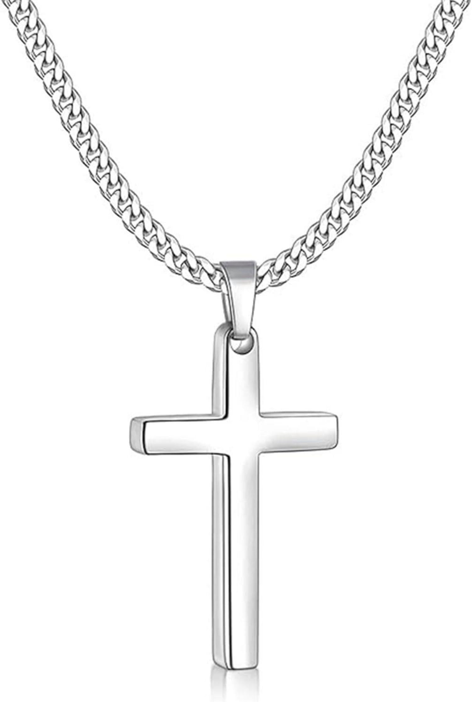 Kreuz Kette Herren Edelstahl Anhänger Silber 38*22+55cm