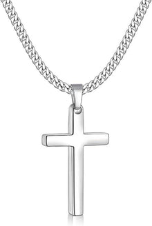 Kreuz Kette Herren Edelstahl Anhänger Silber 38*22+55cm